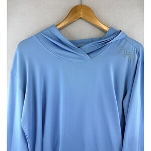 TYR Top Women L Blue Sundefense Long Sleeve Sun‎ Protection Hoodie UPF 50 Beach